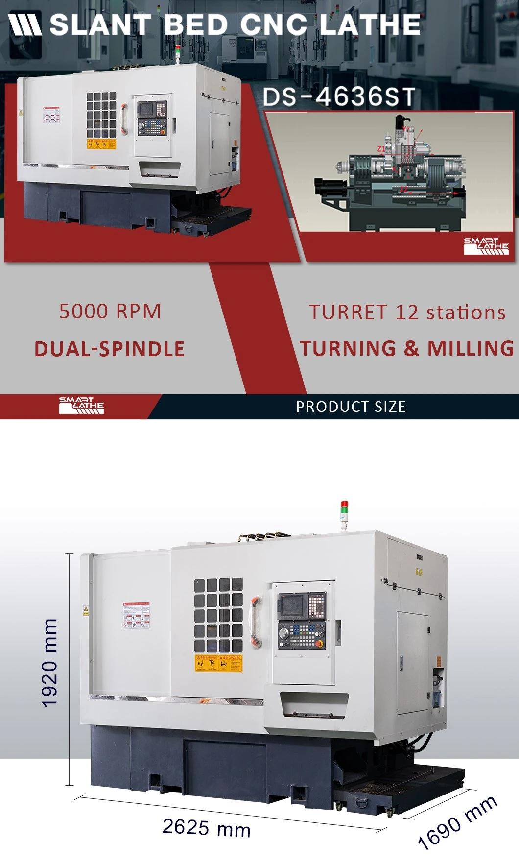 20m/Min Speed Y-Axis Dual-Spindle Dual-Turret CNC Lathe with Hydraulic System