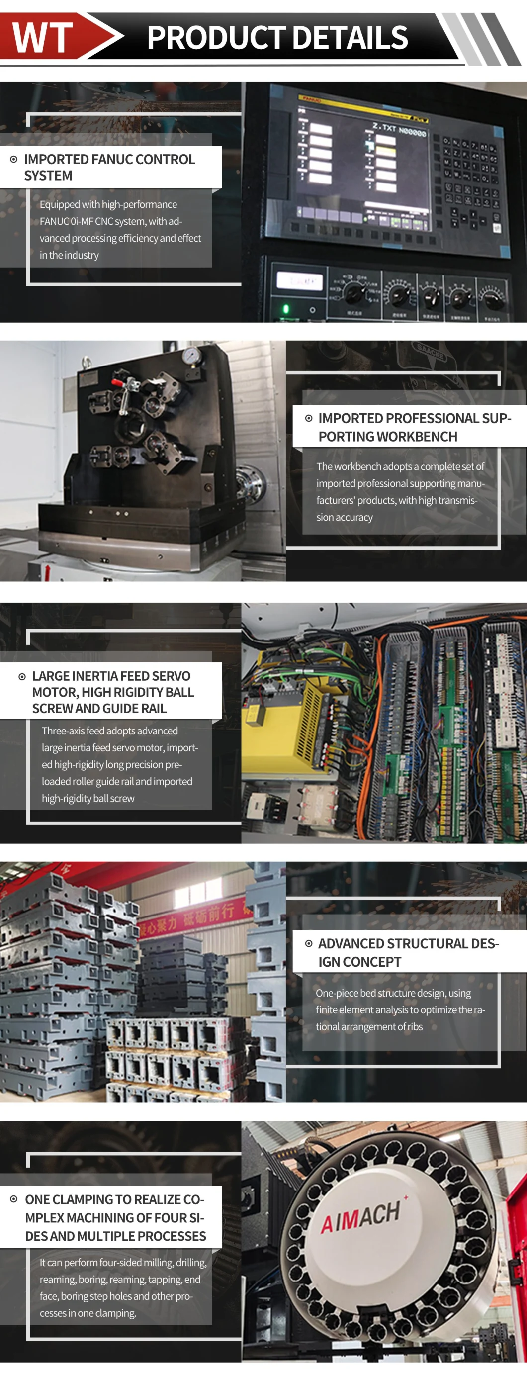 2022 Hot Selling CNC Horizontal Metal Cutting Aluminum Profile Machining 5 Axis Horizontal Machining Center